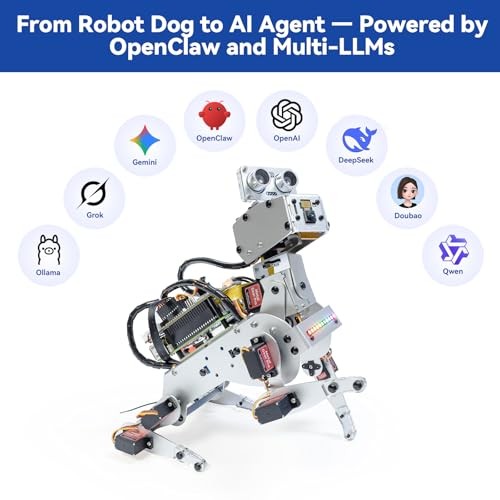 PiDog AI Robot Dog Kit for Raspberry Pi 5/4/3B+/Zero 2W, Openclaw LLMs Pidog