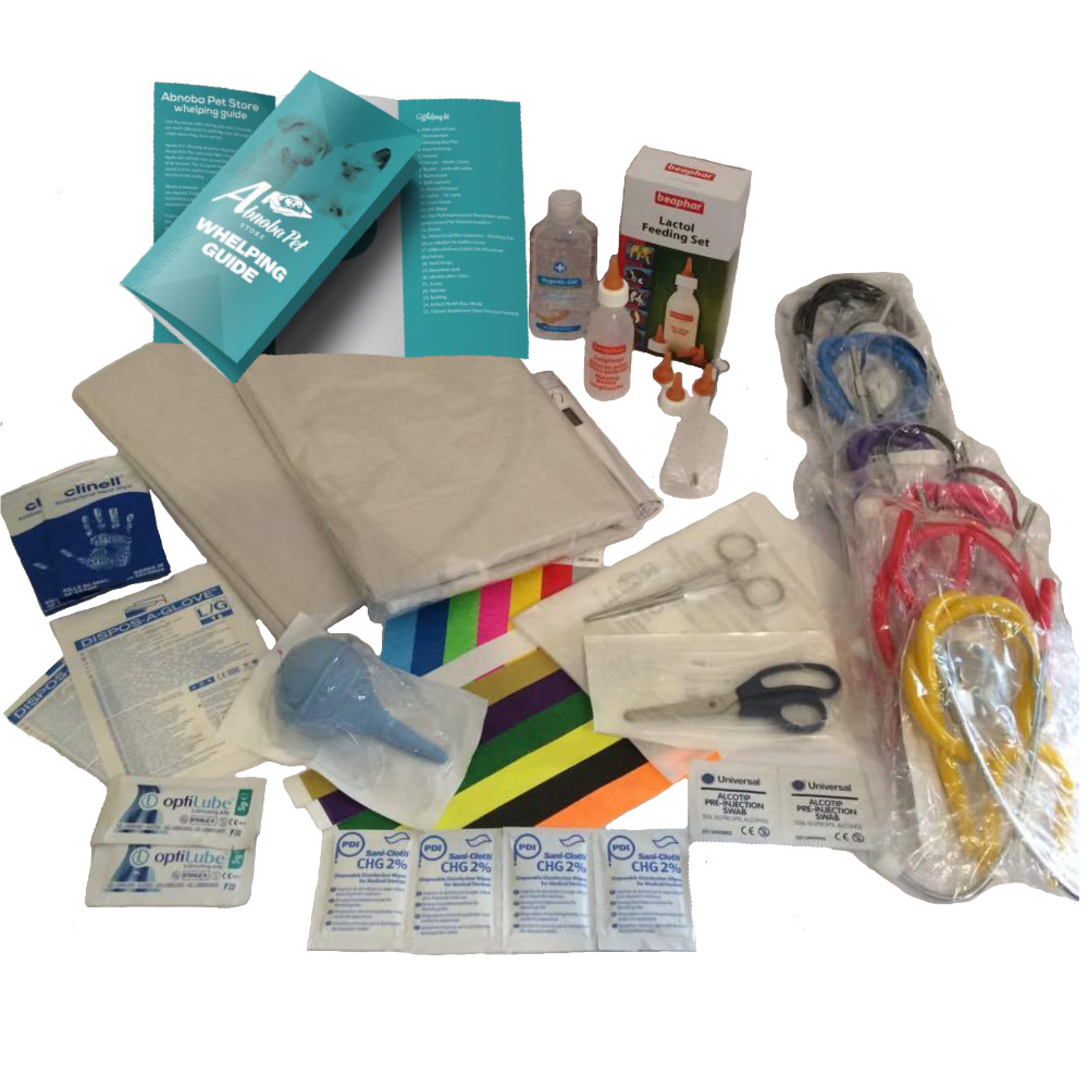 Abnobas Original Budget Whelping Kit Box Liners Milk Bottle Puppy Dog ID Collars