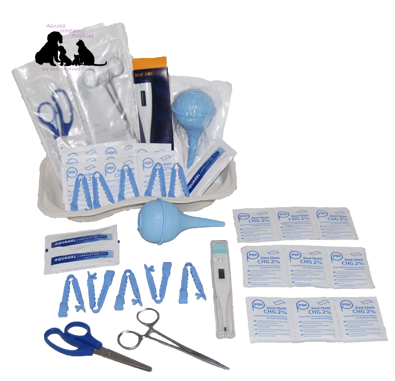 Puppy Kitten Breeding Whelping Kit Cord Clamp Sterile Forceps Aspirator Scissors