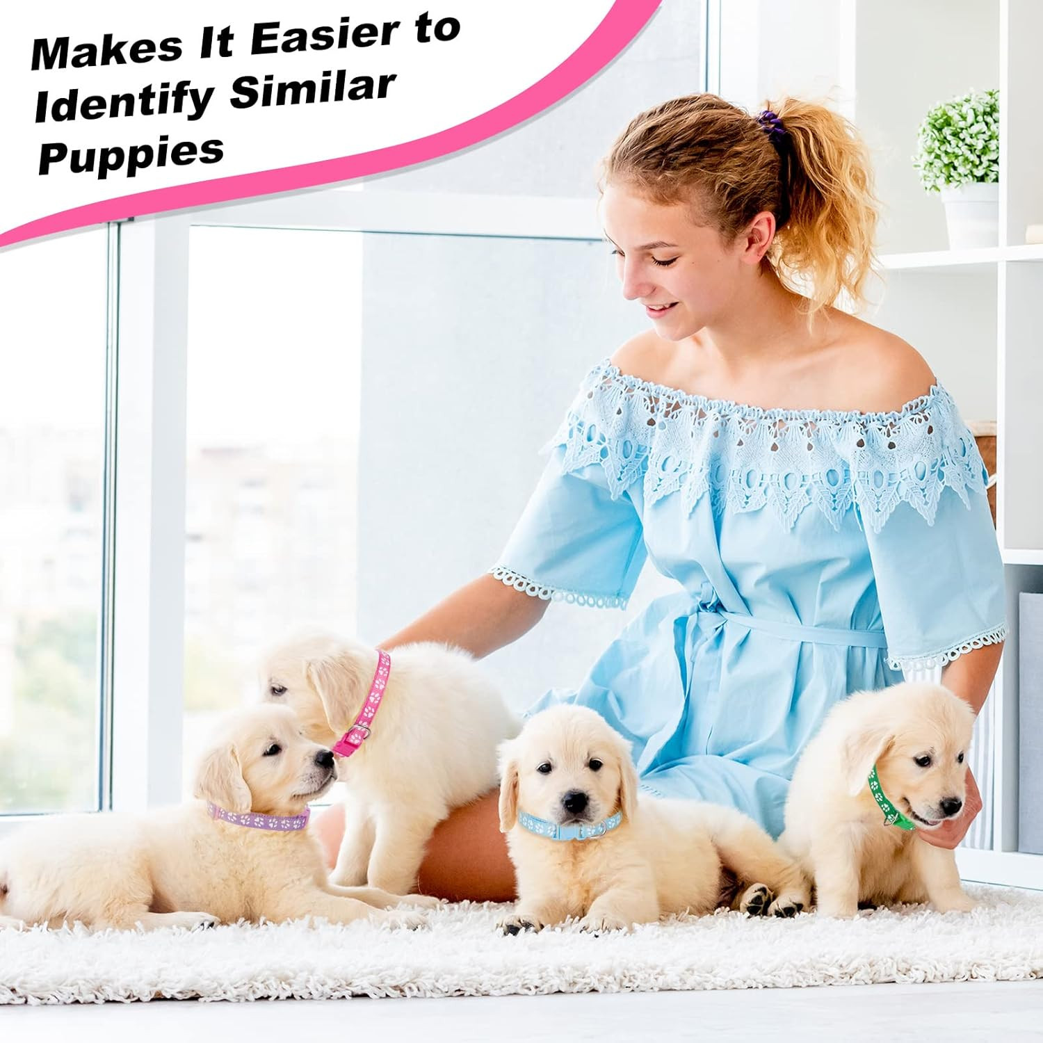 18 Pcs Puppy Collars for Litter Adjustable Puppy Whelping Collars Soft Nylon Pup