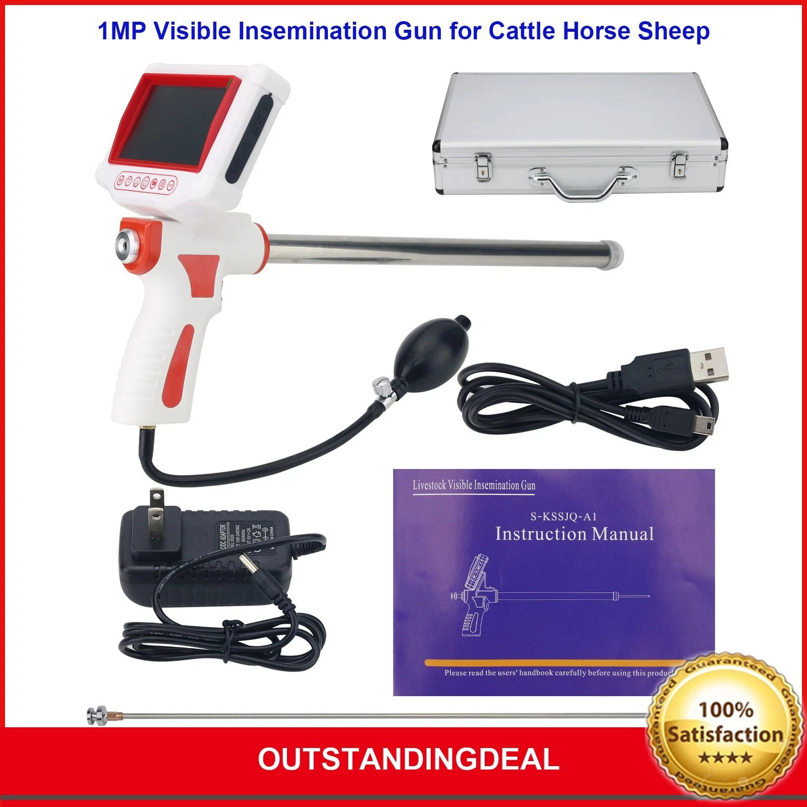 1MP Visible Artificial Insemination Gun Manual Pumping for Cattle/Horse/Sheep