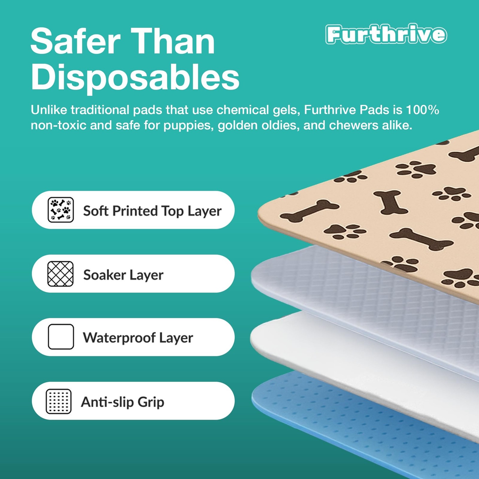 Furthrive Washable Pee Pads for Dogs with Pheromone Attraction, Reusable Pupp…