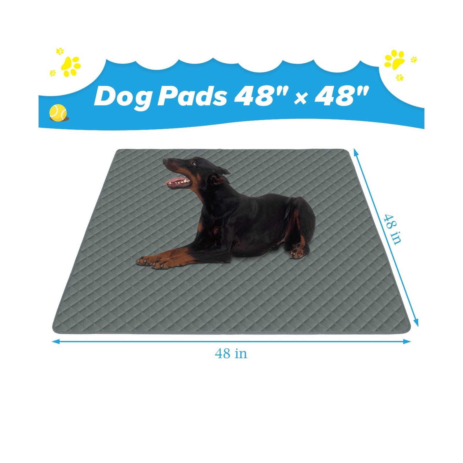 Washable Pee Pads for Dogs 48″x48″ Reusable Puppy Pad Pet Train… FAST USA SHIP