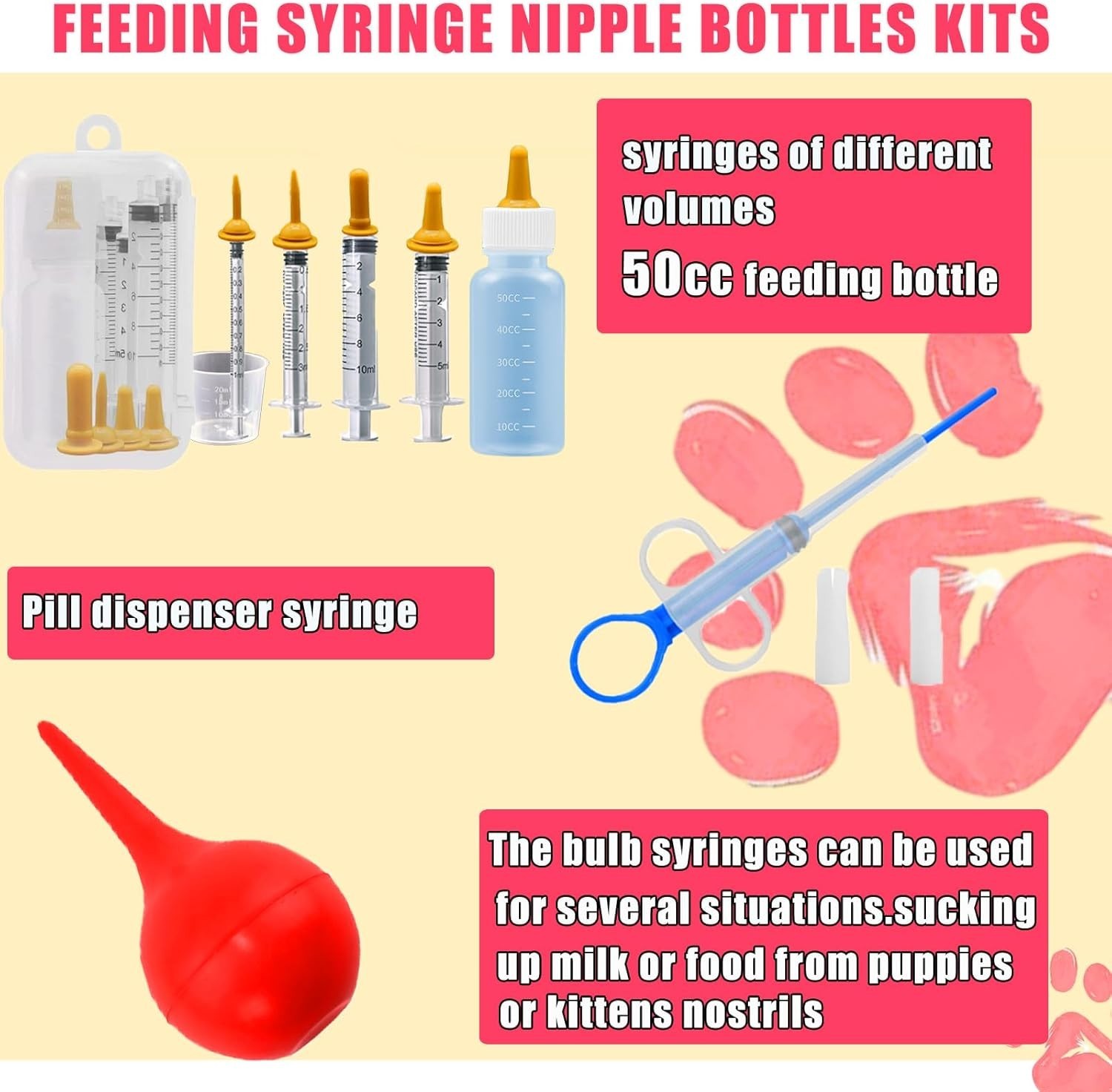 Puppy Kitten Whelping Kit Newborn Whelping Supplies Nursing Feeding Bottle Kit