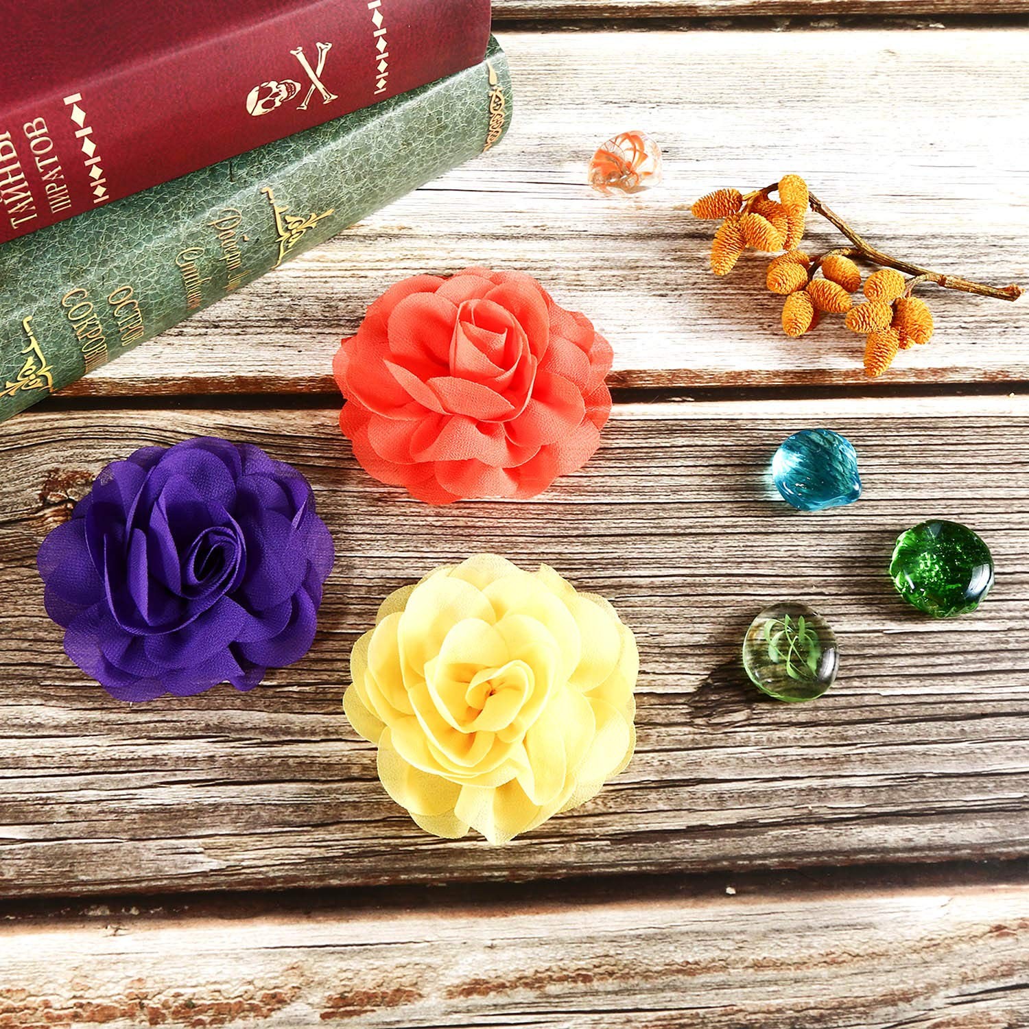 Leinuosen 20 Pcs Dog Flowers Collar Pet Adjustable 1.97 Inch, Color Set 1