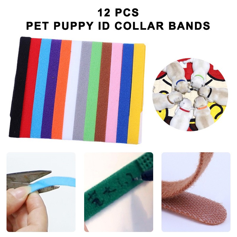 12 PCS Whelping ID Collar Bands For Pet Kitten Puppy Identification Tags Collar