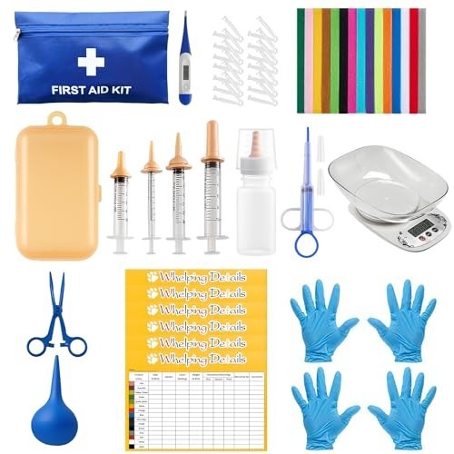 52pcs Puppy Whelping Kit, Birth Supplies for Puppies & Kittens, Feeding Bottles,