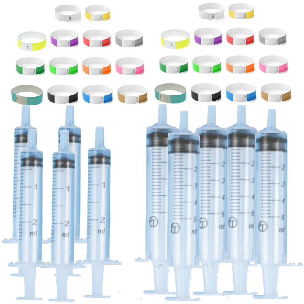 Puppy Dog Kitten Sterile 10 Feeding milk Syringe Set Whelping ID band Collars