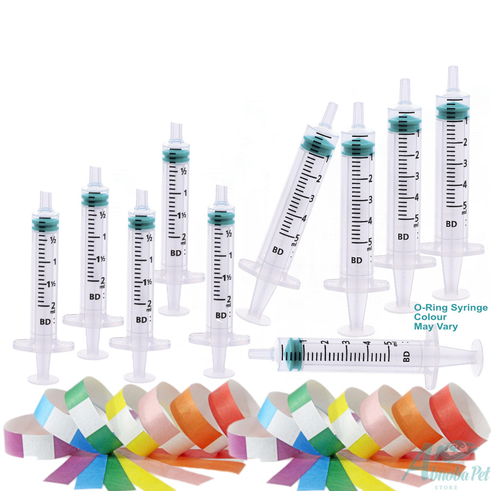 Puppy Dog Kitten Sterile 10 Feeding milk Syringe Set Whelping ID band Collars