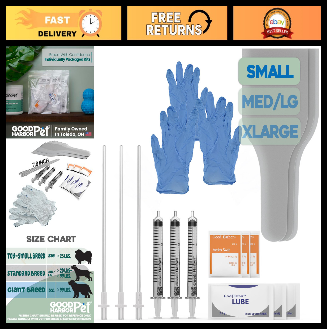 Canine AI Artificial Insemination Dog Breeding Kit – Small, Medium, XL Sizes