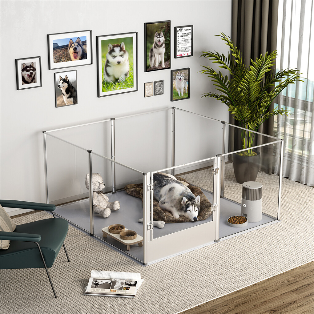 XXL Dog Playpen Pet Birth Fence Indoor Enclosure Scratch-Resistant Acrylic Box