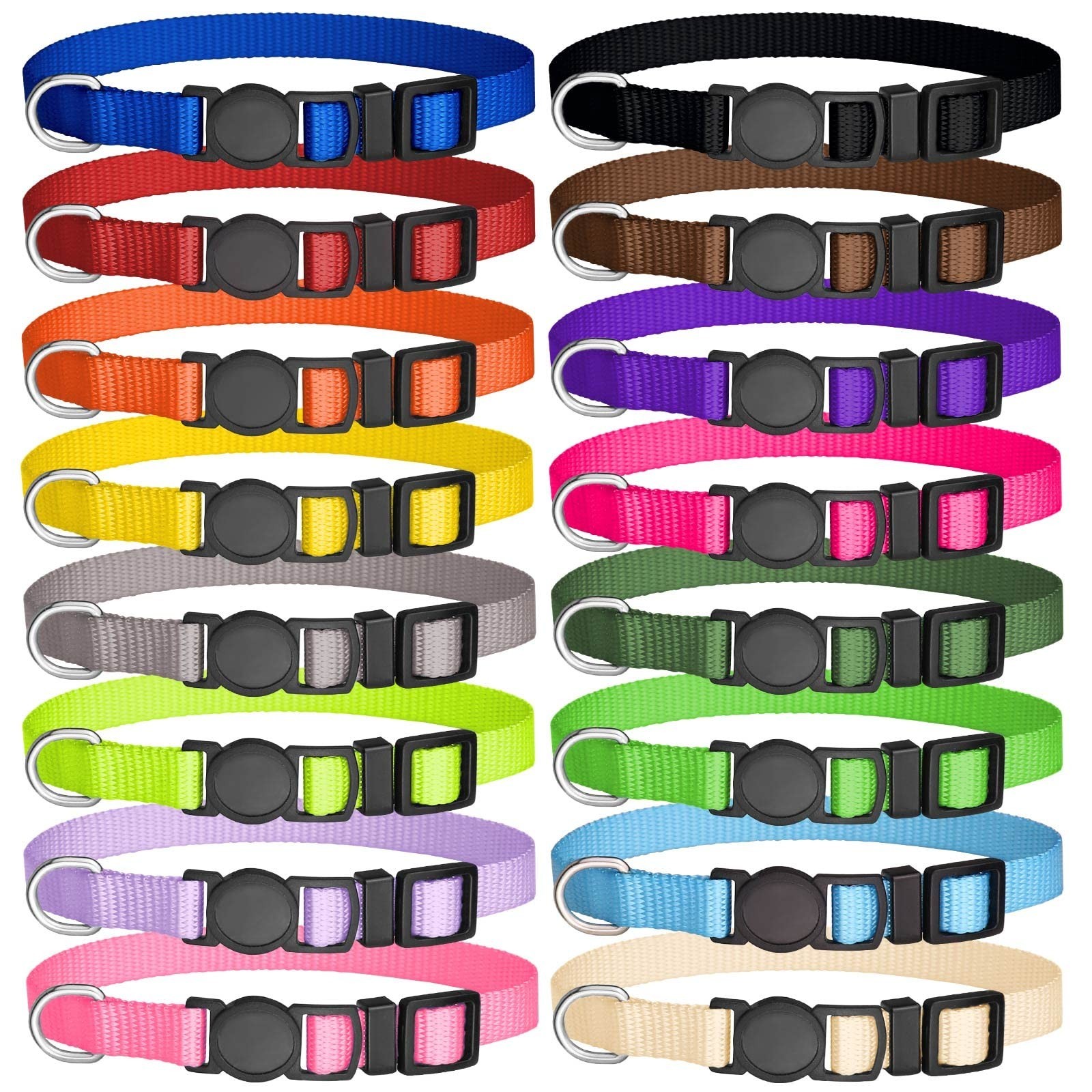 16 PCS Puppy Collars, Safety Buckle Collars for Litter Nylon Adjustable Puppy…