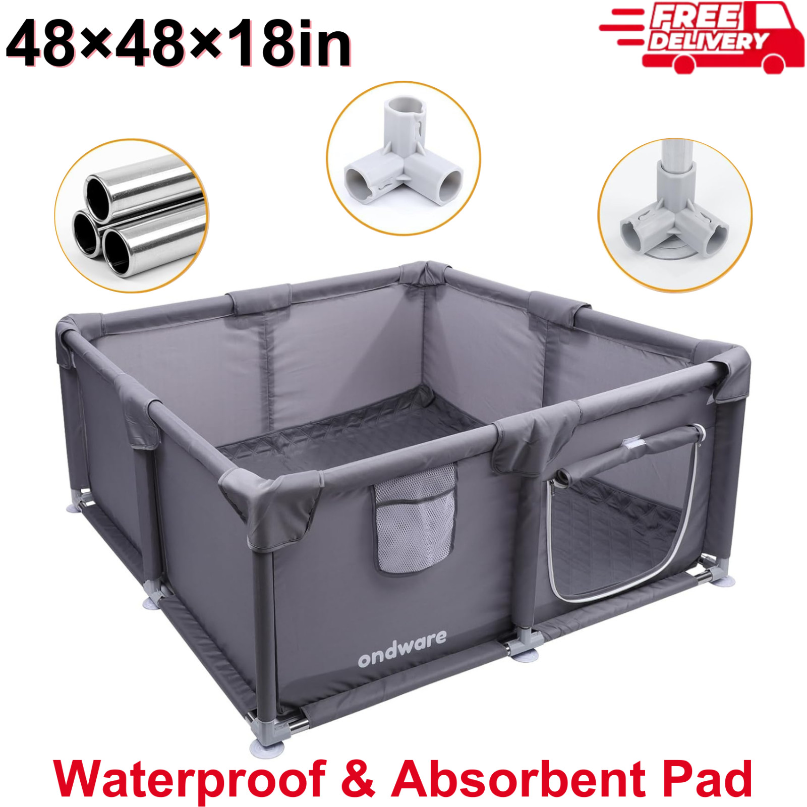 Dog Whelping Box 48 x 48 x 18in with Urine Pad Dogs Puppies Soft & Breathable