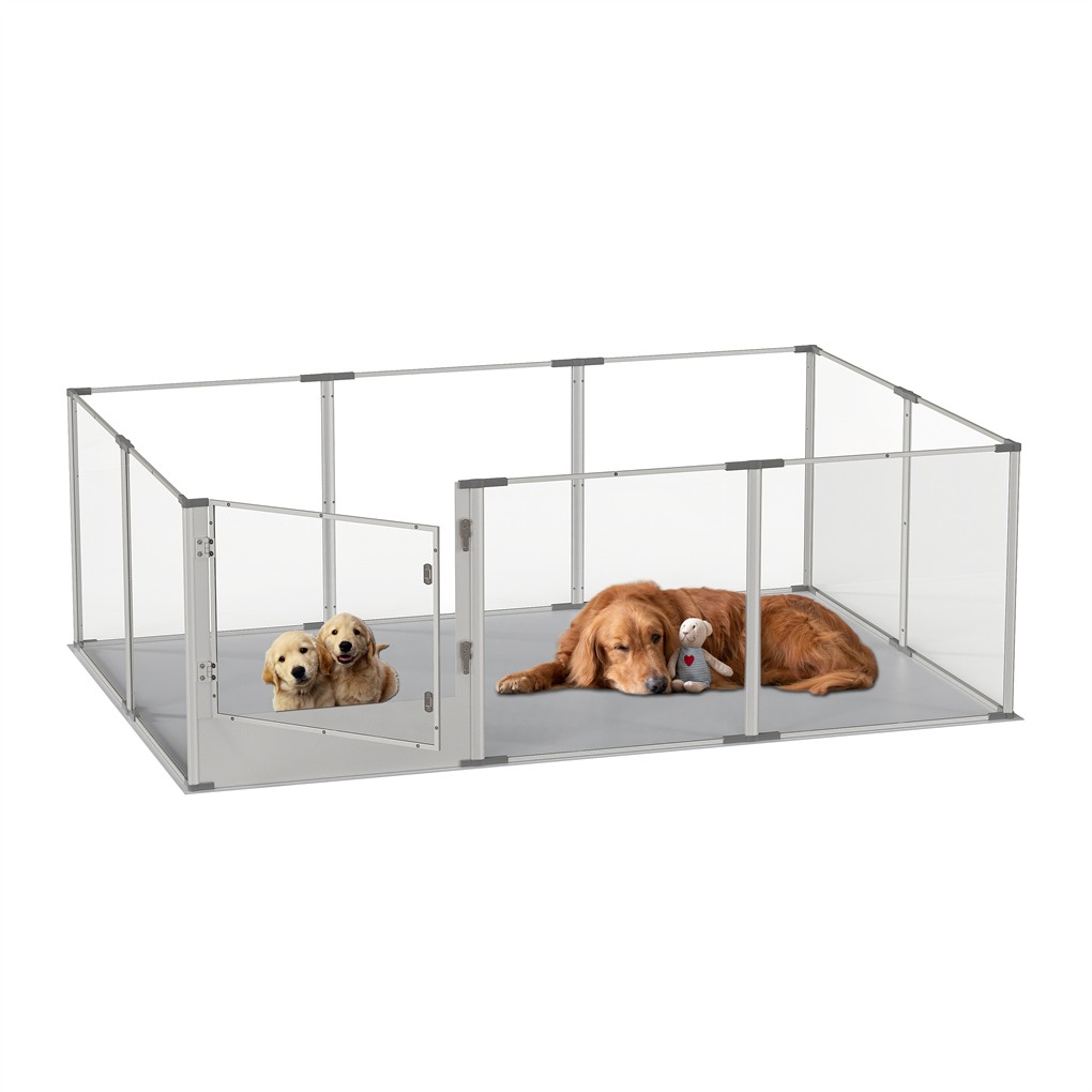 XL Panels Acrylic Dog Playpen Fence Deep Pet Whelping Box Lockable Enclosure Bed