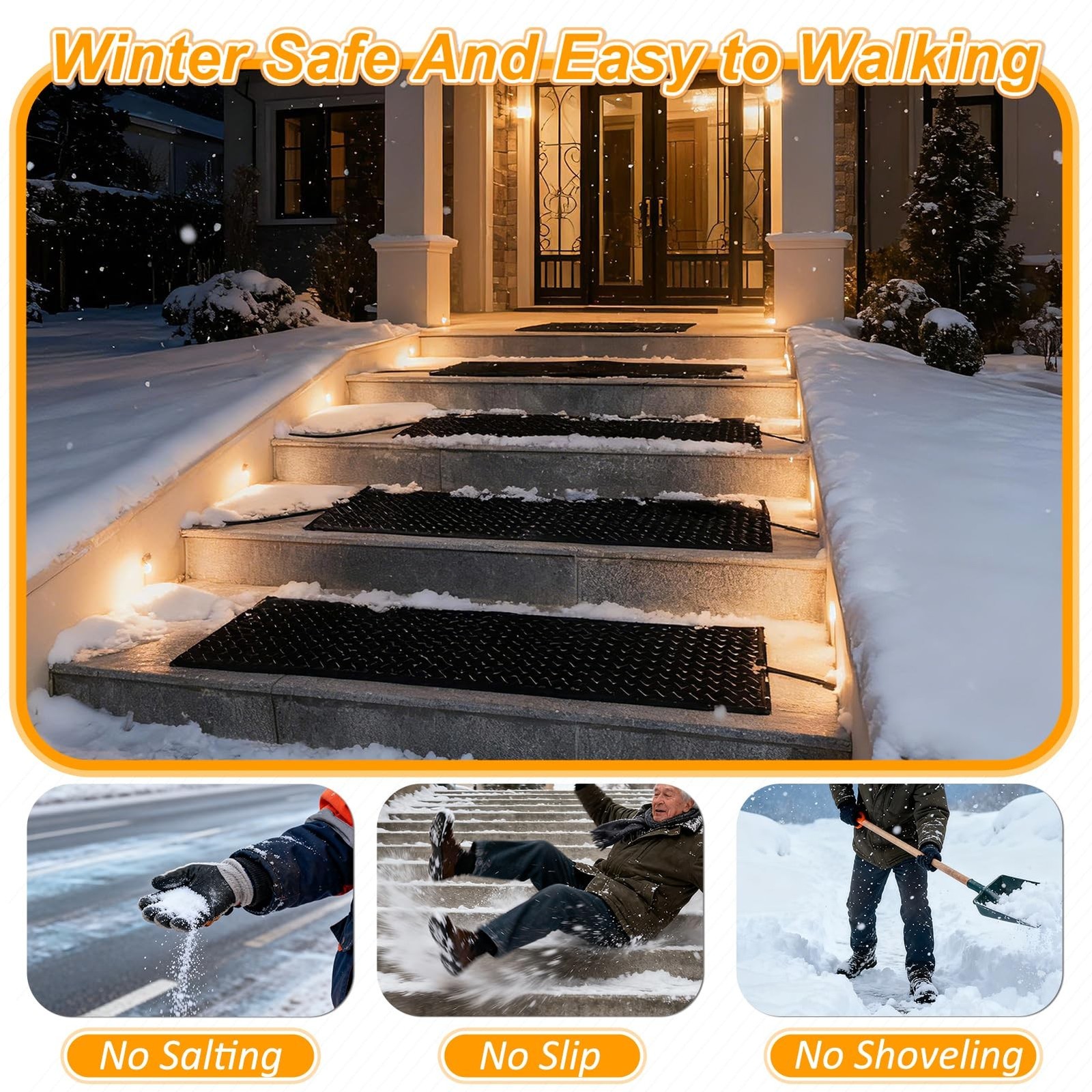 30” x 30” Snow Melting Mats Outdoor, Heated Snow Melting Mats, Electric Ice…