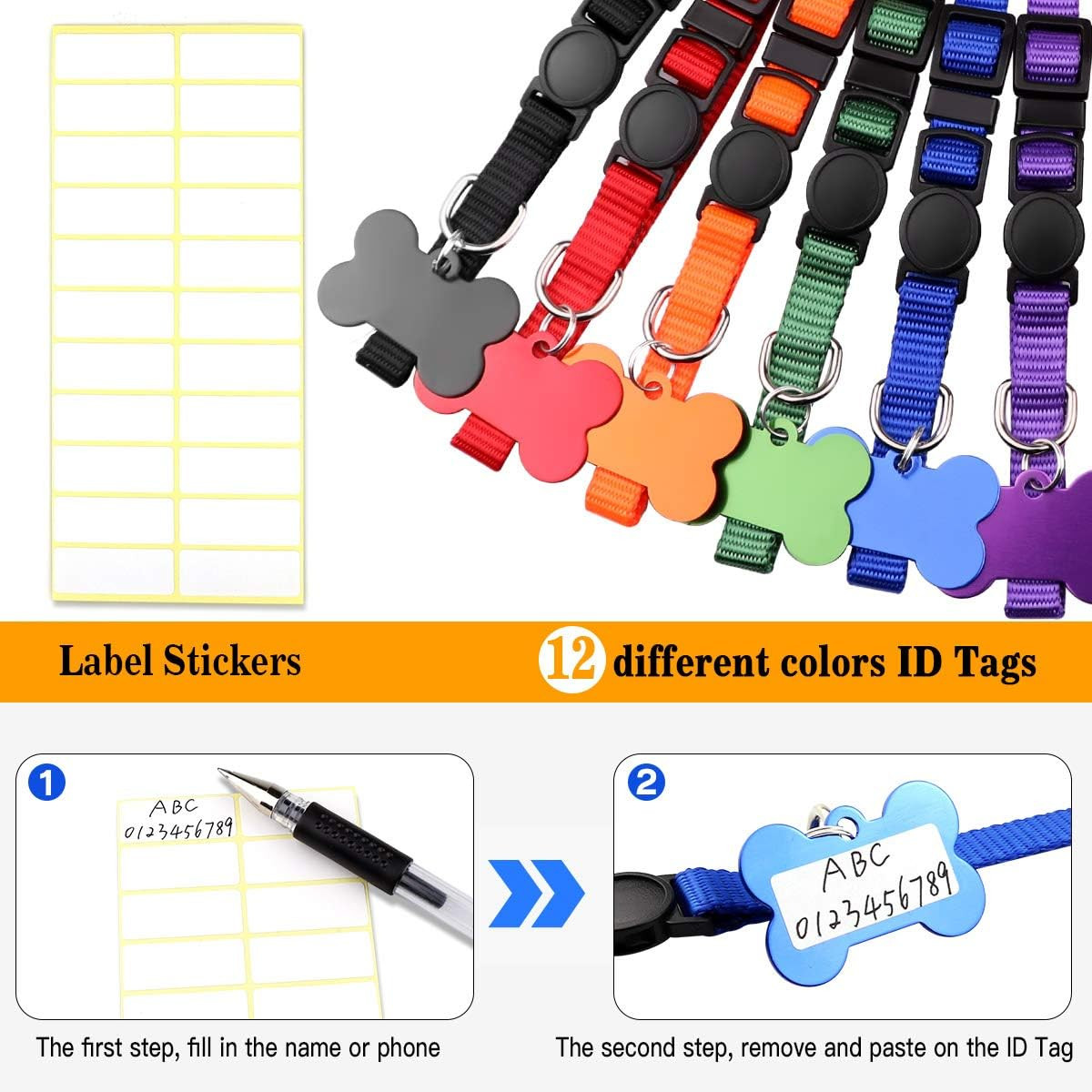 Puppy ID Collars Litter Whelping Supplies Breakaway Nylon 12 Pack Size S