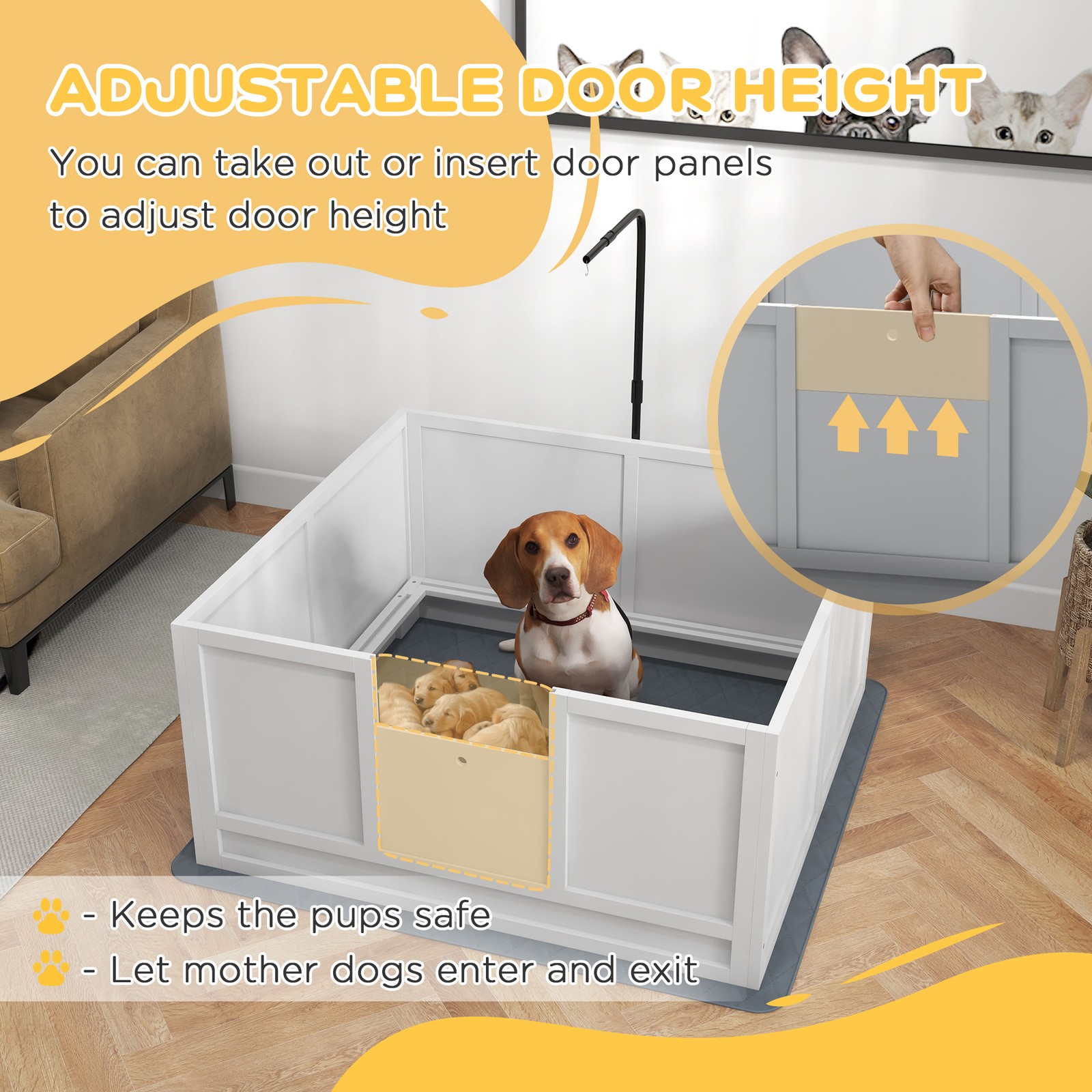 Whelping Box for Dogs with Pee Pad, Pet Playpen, 41″ x 39″