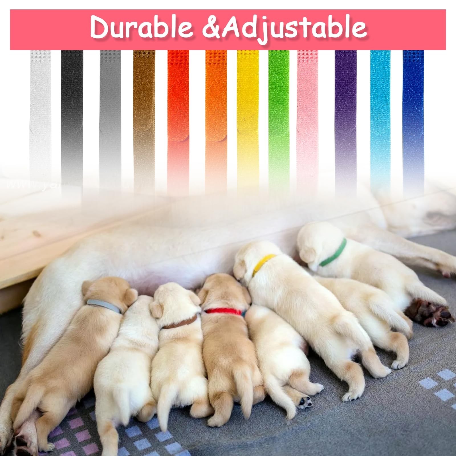 12 Colors Puppy Collars for Litter, Double-Sided Soft Adjustable Identificati…