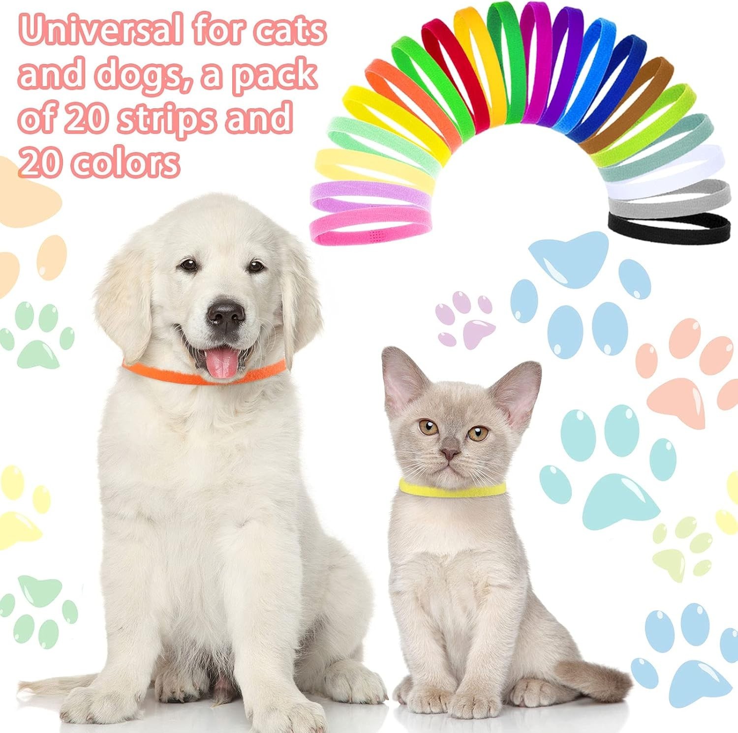Soft Polyester Puppy Whelping Collars – 60 Multi-Size ID Bands for Dogs & Cats
