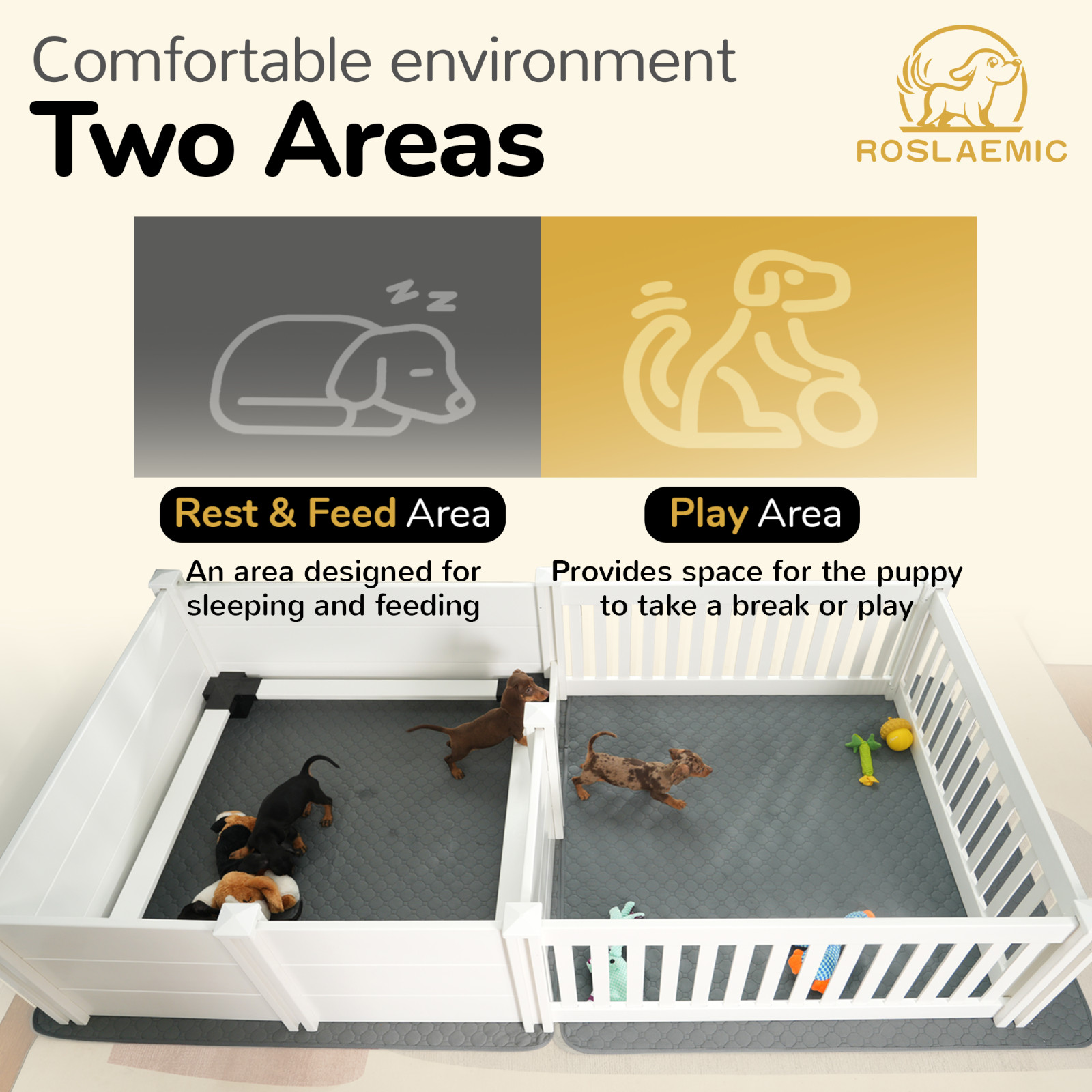 Pet Pumpkin Whelping Box for Dogs w/ Rails 42×42″ Washable Mat 12-Collar 3-Chart