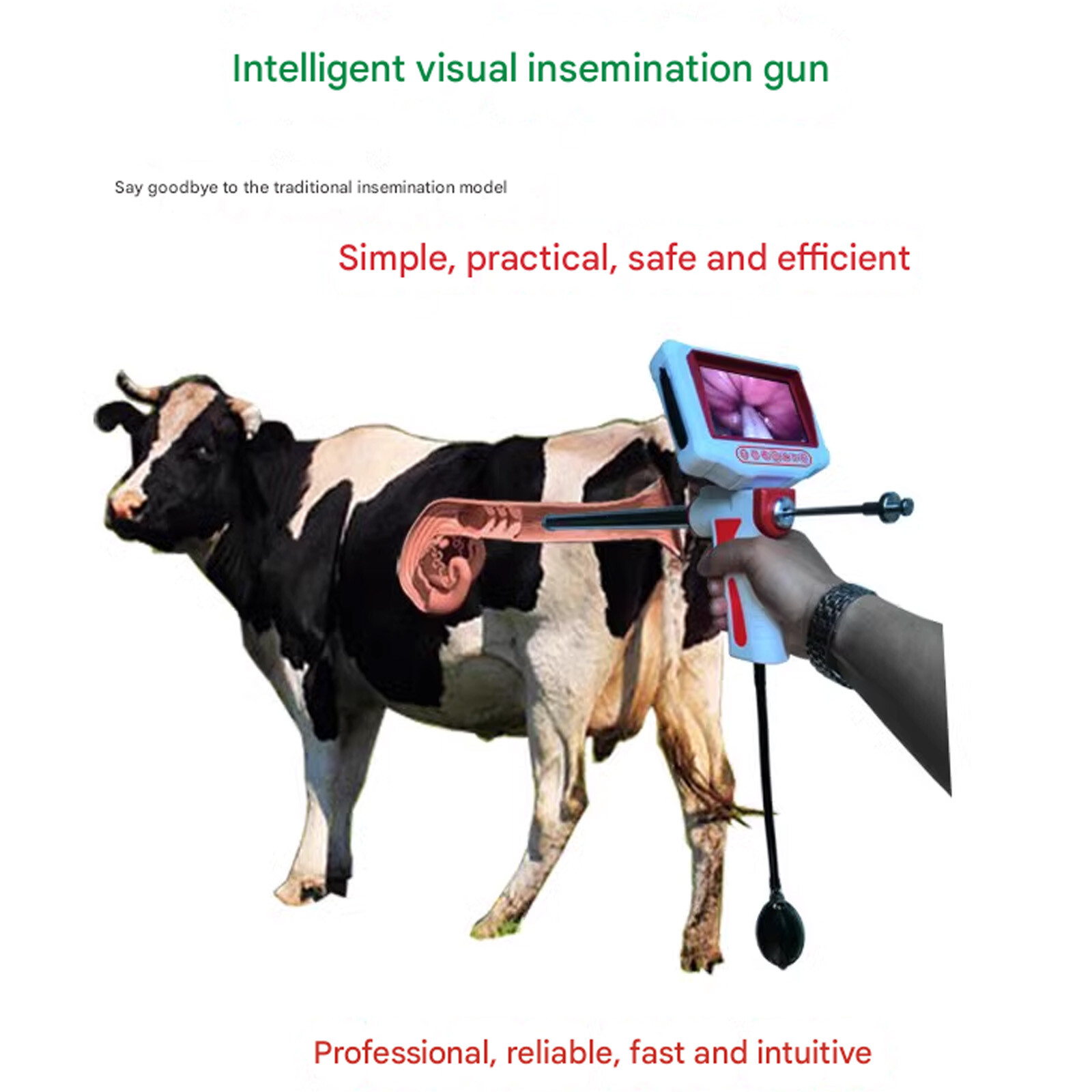 1MP Visible Artificial Insemination Gun Manual Pumping for Cattle/Horse/Sheep