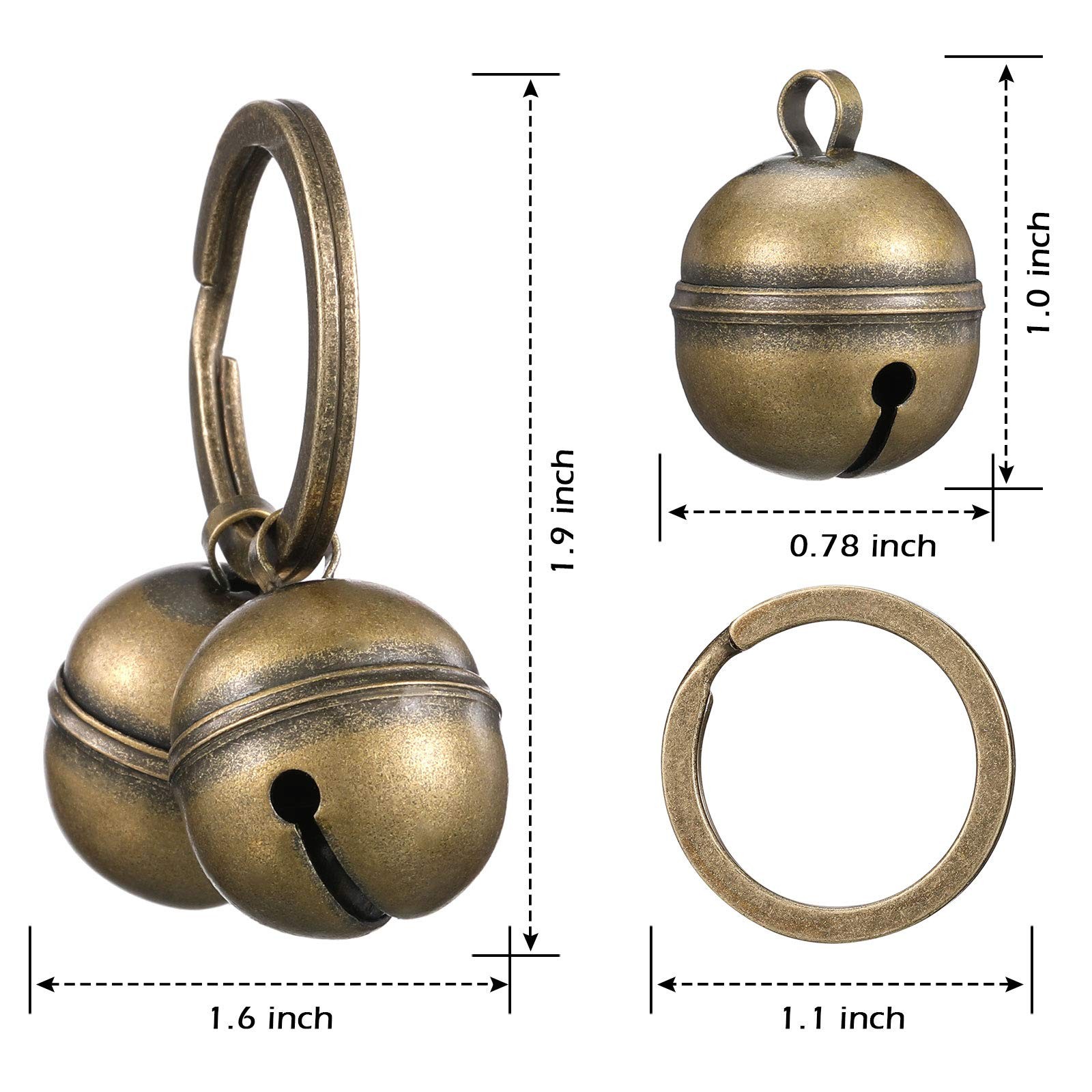 Ripeng Dog Bells for Pet Tracking, 4 Pcs Extra 2 cm x 2.6 cm, Bronze,Brass