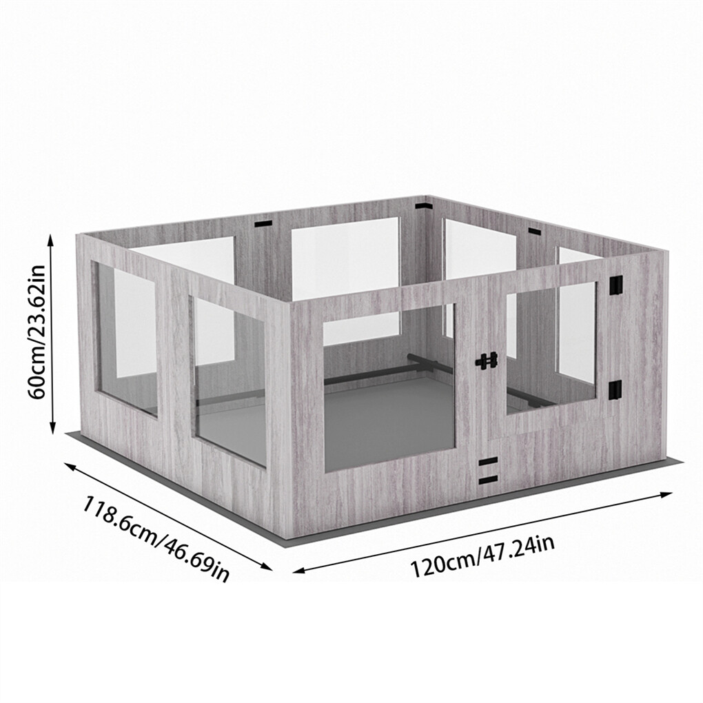 XL Safest Tempered Glass Dog Whelping Pen Box Shatter-proof Playpen Exercise Box