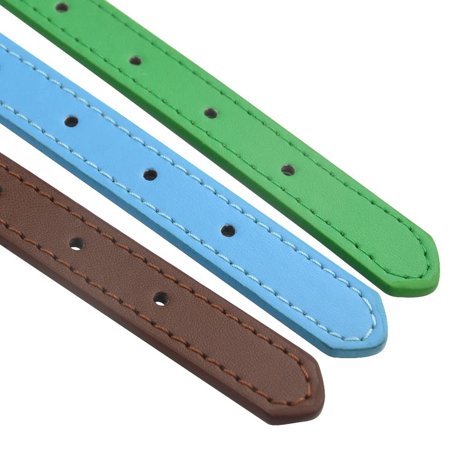 6Pcs Leather Pet Collars with Bell Adjustable 20-28cm Soft Identification Lea…