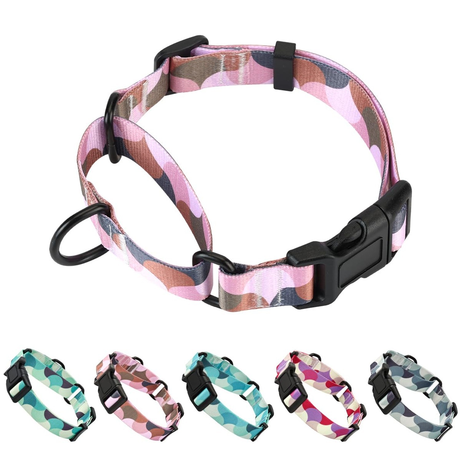 Martingale Dog Collars,Adjustable Soft Nylon Quick Release Buckle,No Pull Tra…