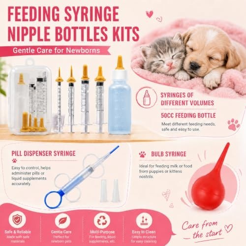 Complete Whelping Kit for Puppy Kitten Birth Supplies Feeding Tubes Collars