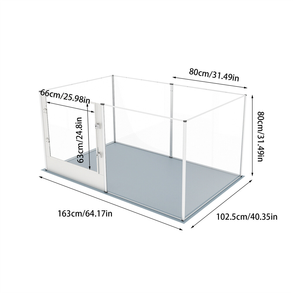 3 In 1 Pet Fence Tall Dog Whelping Playpen Box Clear Acrylic Kennel Crate w/ Pad