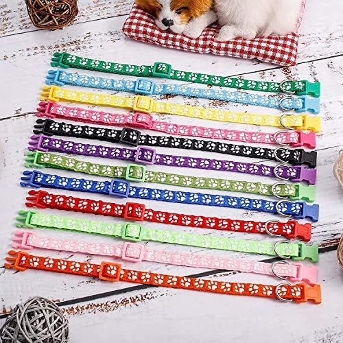 Nylon Adjustable Breakaway Litter Collars for Newborn Pets Dogs Cats, 12 Pack