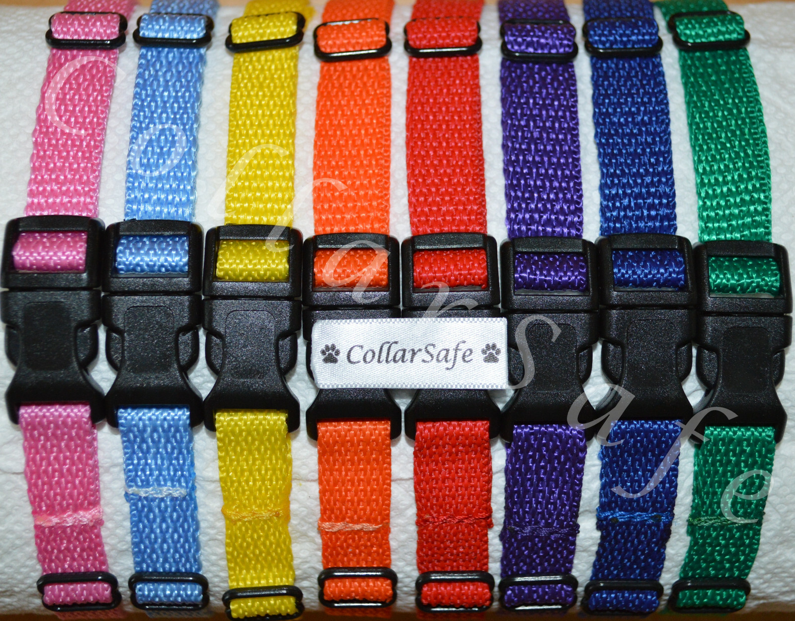 CollarSafe Set of Light Weight Soft Nylon Puppy Litter ID Snap Collars Bands