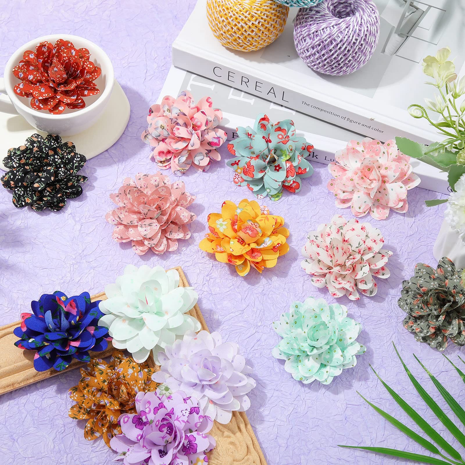 Xuniea 30 Pcs Flowers Dog Collar Pet Bow Ties Multi-color 7.5 cm,