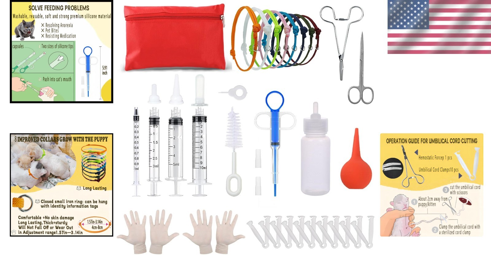 Portable Whelping Kit with Nursing Bottles for Newborn Pets – Ideal for Breeders