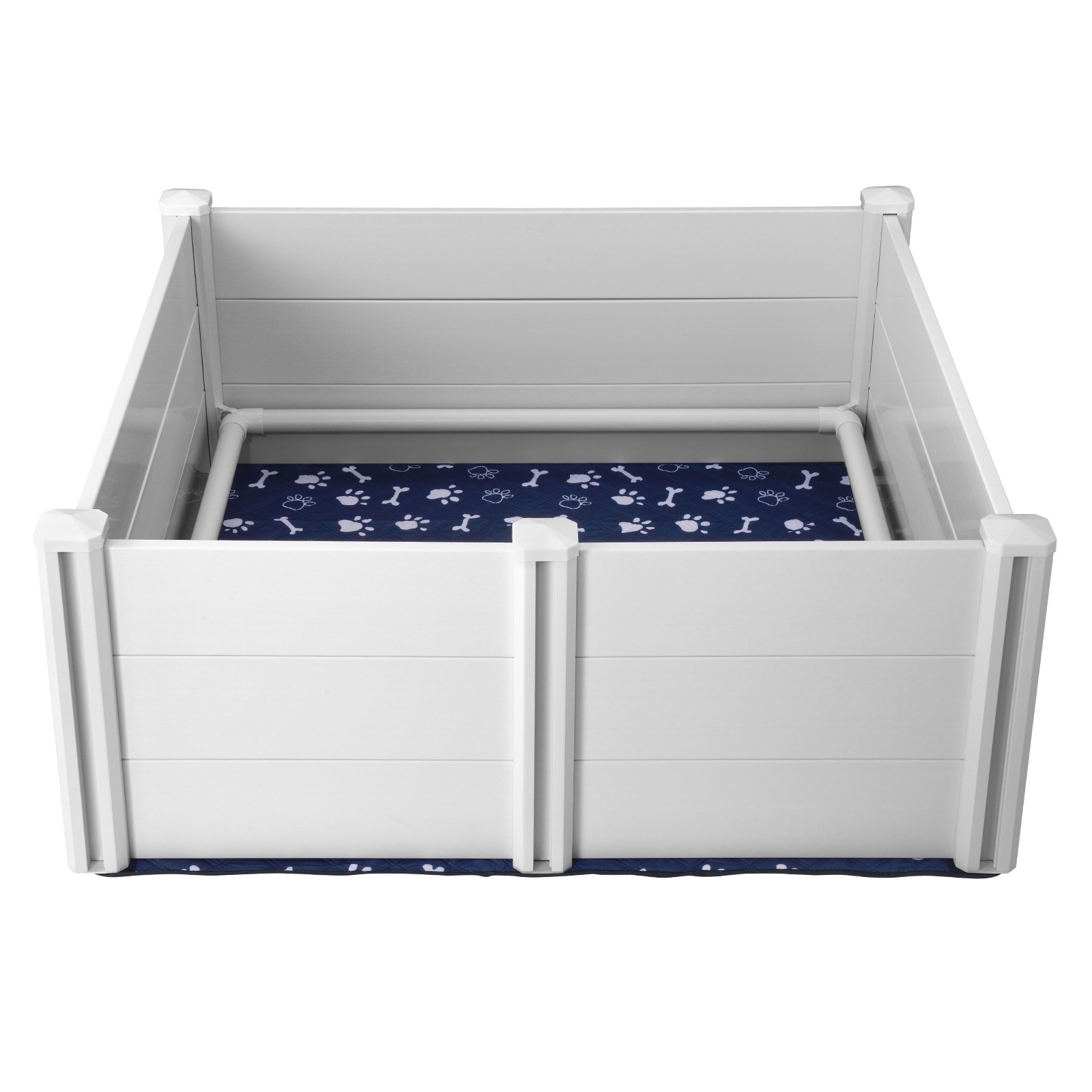 Dog Whelping Box 48 x 48 x 18.1in PVC with Rails Pee Pad for Dogs Puppies