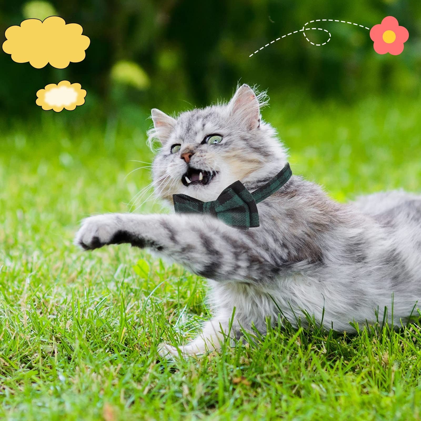 DragonflyDreams 6 PCS Cat Collars with Bow Tie and Bell,Cat Collars Plaid,Bre…