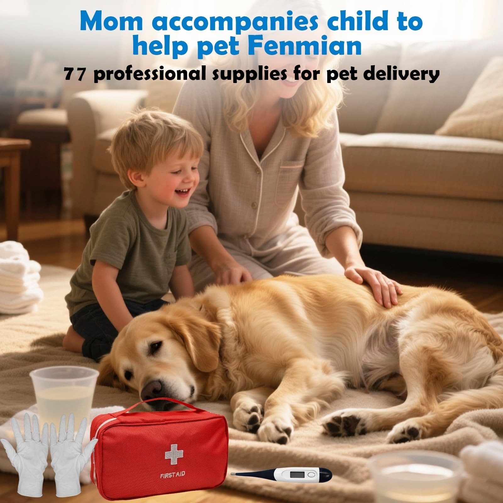Whelping Kit for Puppies & Kittens – 77-Piece Birthing Essentials & Feeding Supp