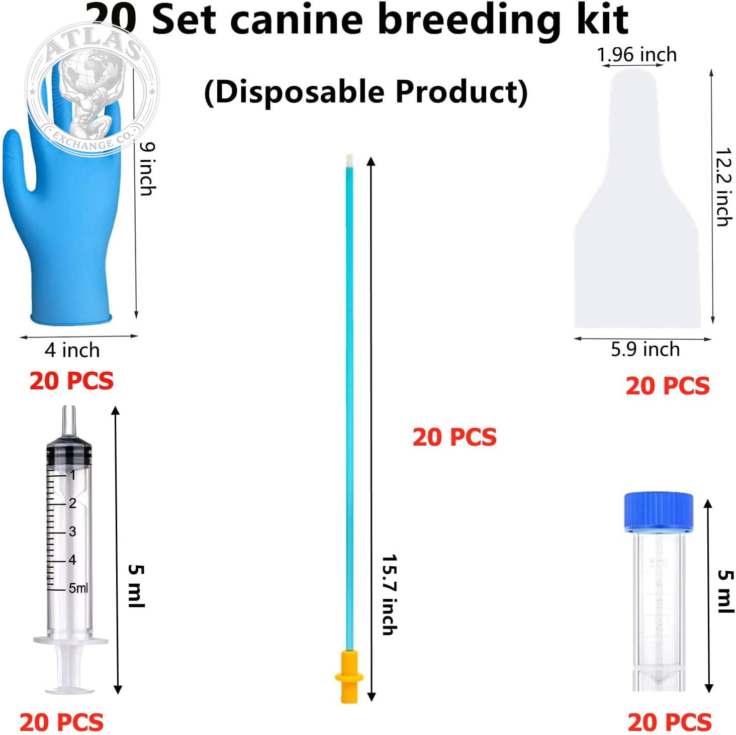 20 Set AI Artificial Insemination Dog Breeding Kit, Canine Breeding Kit, Dog Ins