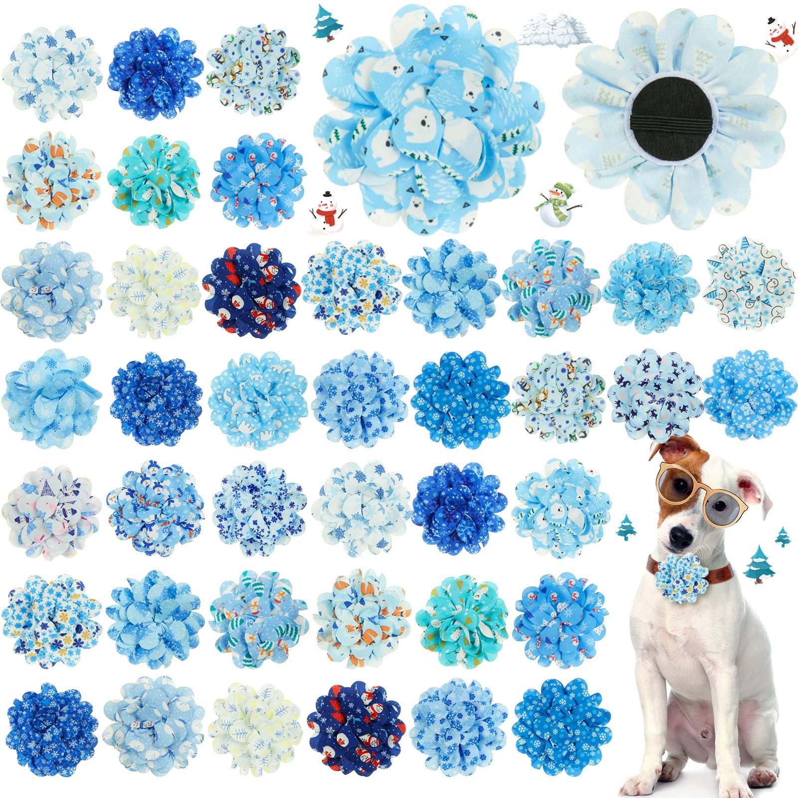 Huhumy 50 Pieces Winter Dog about 8 cm/ 3.15 inches in diameter, blue, white