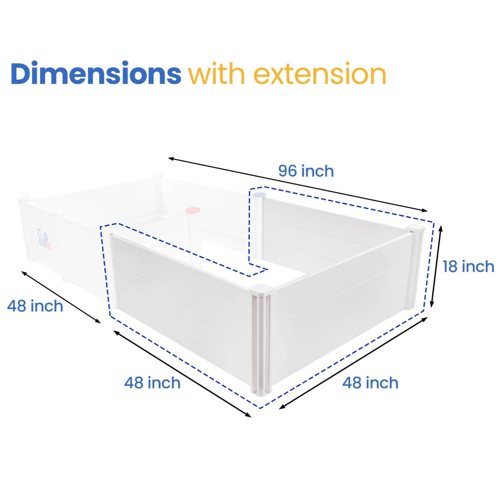 Whelping Box for Dogs| Large Medium All Dogs (48″x48″x18″ Extension ONLY) WHITE