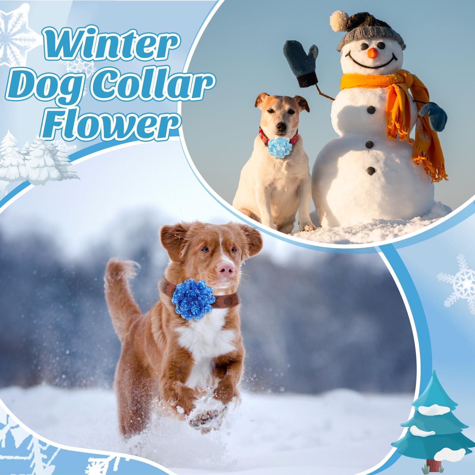 Huhumy 50 Pieces Winter Dog about 8 cm/ 3.15 inches in diameter, blue, white