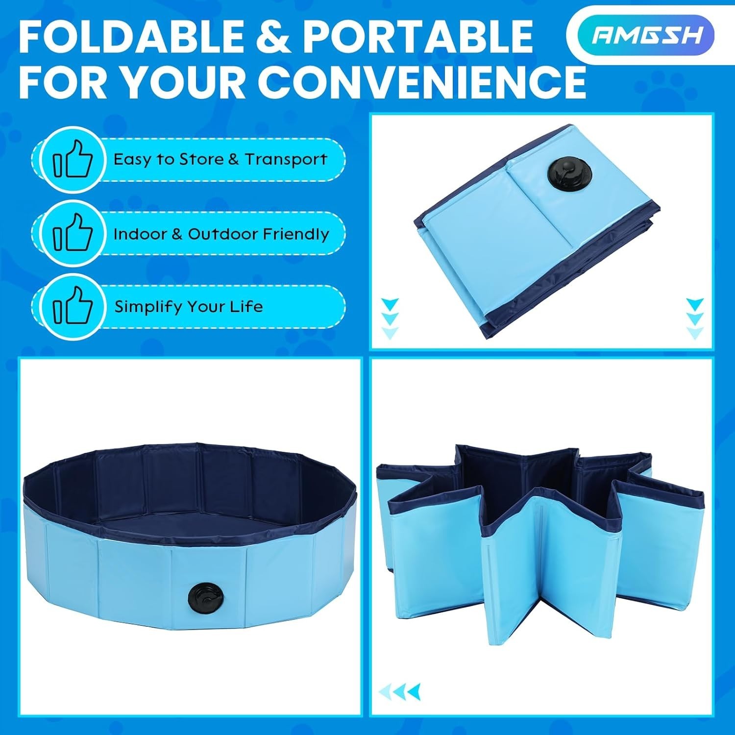 Large Dog Whelping Box 47.2Inch Foldable PVC Pool for Puppies Bath Tub