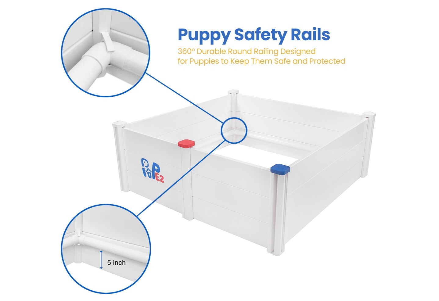 Whelping Box for Dog+*BONUS PUPPY RAIL* | ALL BREEDS | 48″x48″x18″ (GRAY)