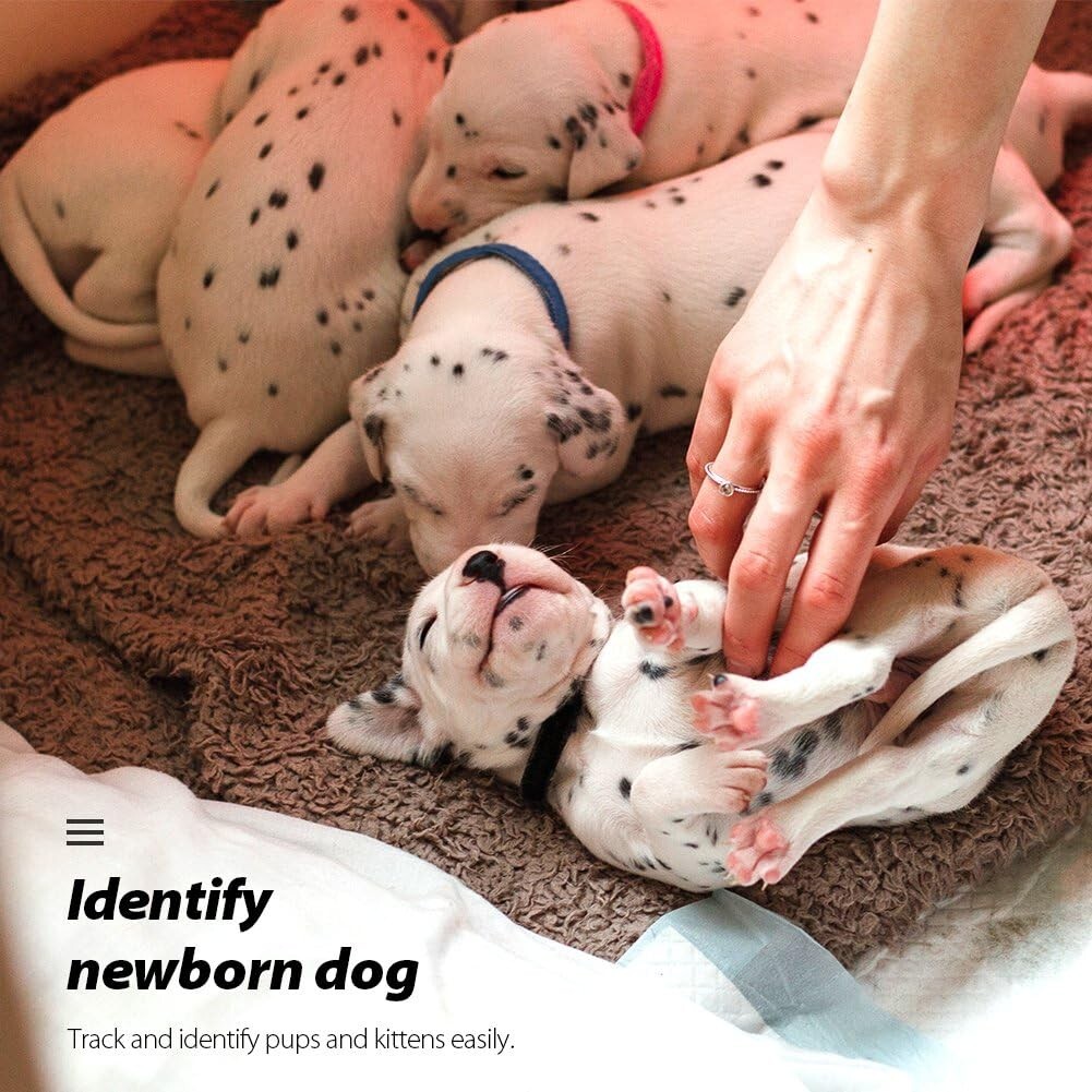 Adjustable Puppy Whelping Collars – 30 Soft ID Bands for Puppies and Kittens