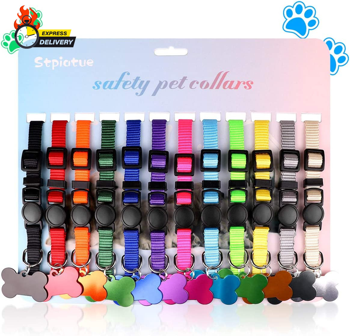 Upgraded Puppy Collars for Litter Puppy ID Collars Whelping Supplies Soft Nylon