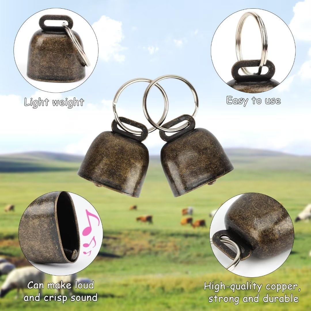 5 Pack Goat Collars with Bells, Horse Sheep Grazing Copper Bells and Adjustable