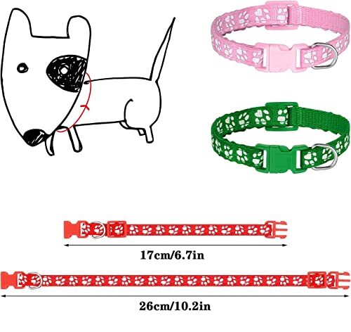 Nylon Adjustable Breakaway Litter Collars for Newborn Pets Dogs Cats, 12 Pack