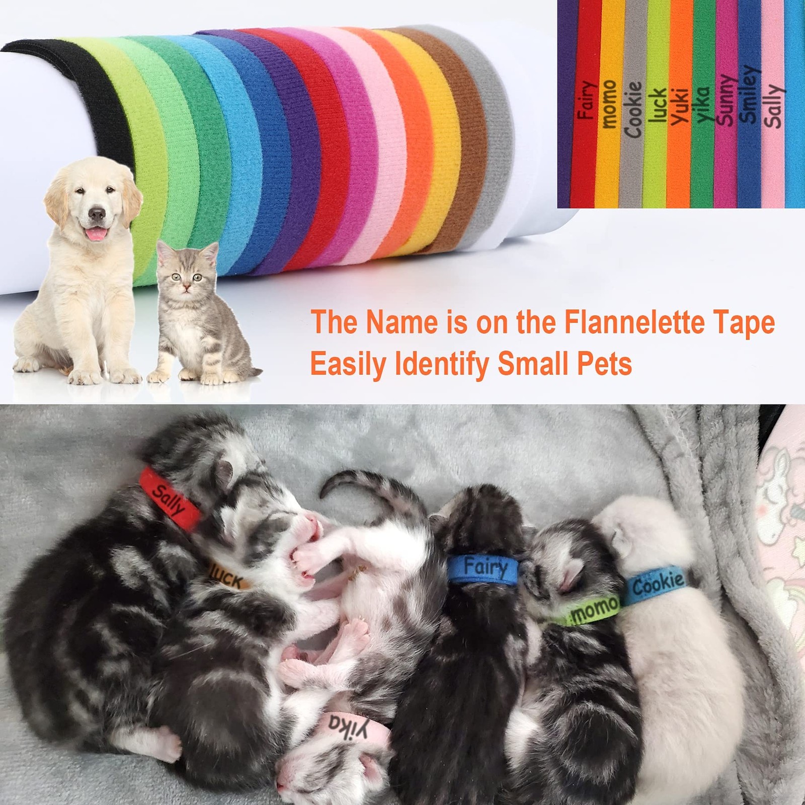 30 Pcs Puppy Whelping Collars Newborn Pet Collars Double-Sided Soft Adjustabl…