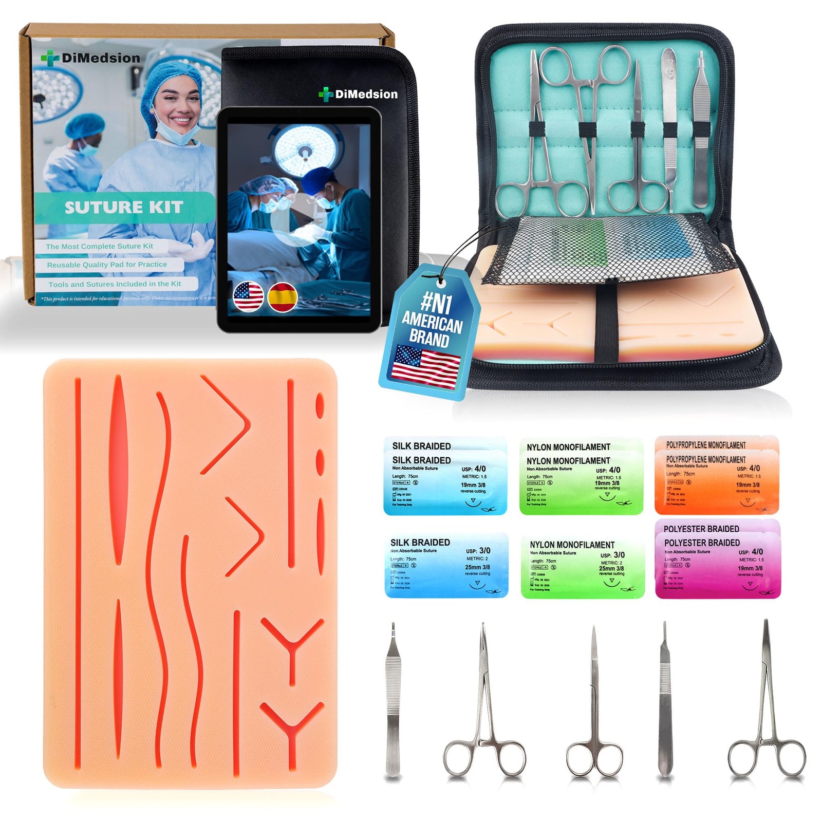 New Best Suture Practice Kit for Medicine and Vet Students, with Multilanguage